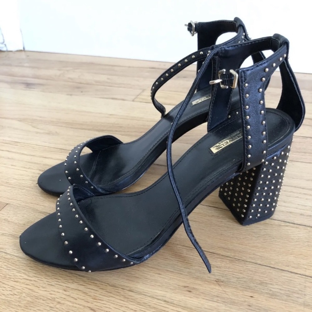 Kurt Geiger “Carmela” Black Studded Leather Heels Size 8